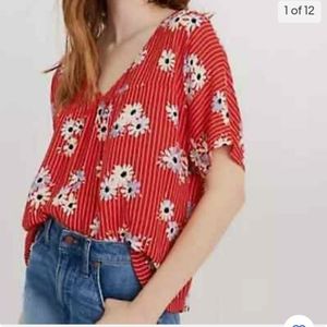 MADEWELL RED RHYME TOP IN DAISY SOCIETY SZ XL